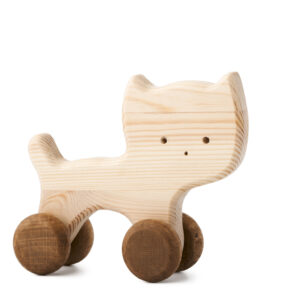 Kočička Nelinka dřevěná hračka na kolečkách