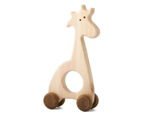Žirafka Jozefka dřevěná hračka na kolečkách